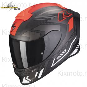 Шлем Scorpion EXO-R1 Evo Carbon Air Supra, Серебристо-чёрно-красный матовый