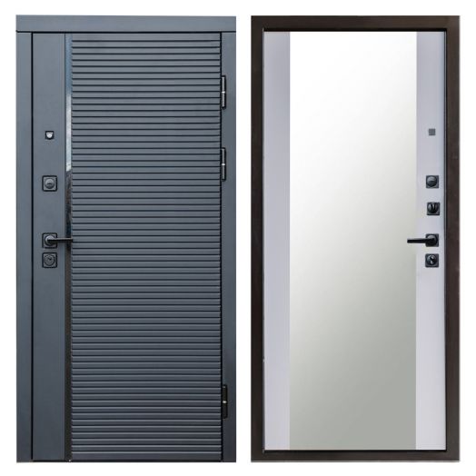 Входная Металлическая Дверь Термодор Termo-door (T.DOOR) Black line Зеркало Белый софт