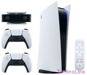 Игровая приставка Sony PlayStation 5 825 ГБ SSD, белый + Геймпад + Пульт + HD Камера + PS Plus Deluxe 12 Месяцев