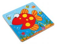 Пазл-рамка деревянная для малышей "Рыбка" 9 эл. (15х15 см) (арт. ИД-9959)