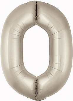 Тёплый серый сатин цифра - большой фигурный фольгированный шар с гелием