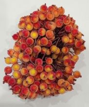 ягоды в сахаре на мягкой проволоке КРАСНО-ОРАНЖЕВЫЕ  диаметр ягоды 12 мм упаковка 5 веточек ( 10 ягод)