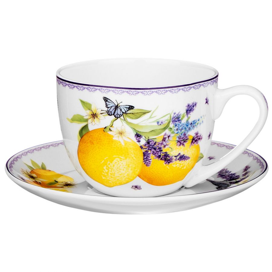 Чайный набор на 1 персону "Прованс лимоны", 2 пр., 330 мл
