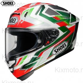 Шлем Shoei X-SPR Pro Escalate, Зелёно-бело-красный