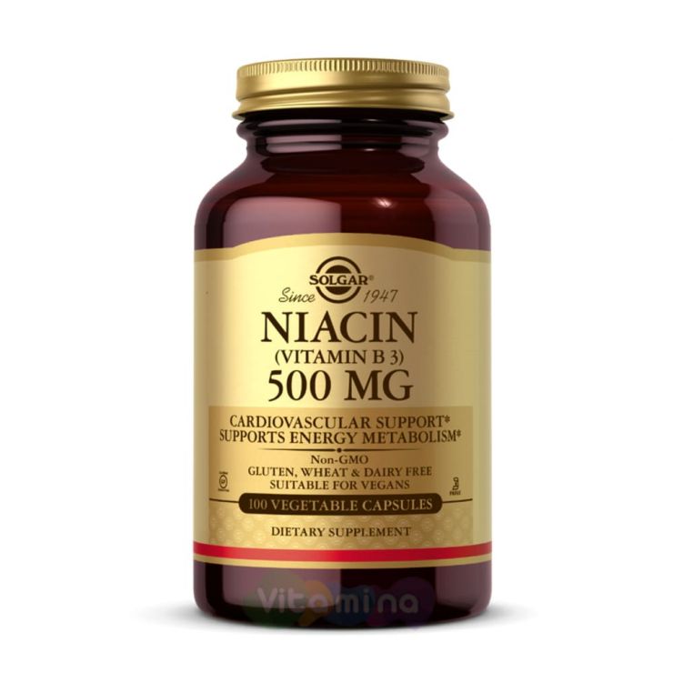 Солгар Ниацин (Витамин В3) 500 мг Niacin 500 mg - 100 капсул