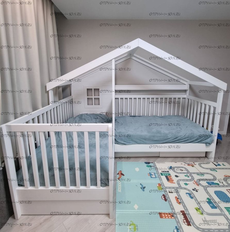 Кровать Домик Угловой Fairy Land №18F (Для Двоих детей) может быть изготовлена как кровать для новорожденного.