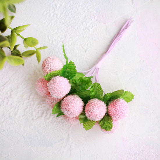 Тычинки для цветов, шарики розовые, букет 10 шт.