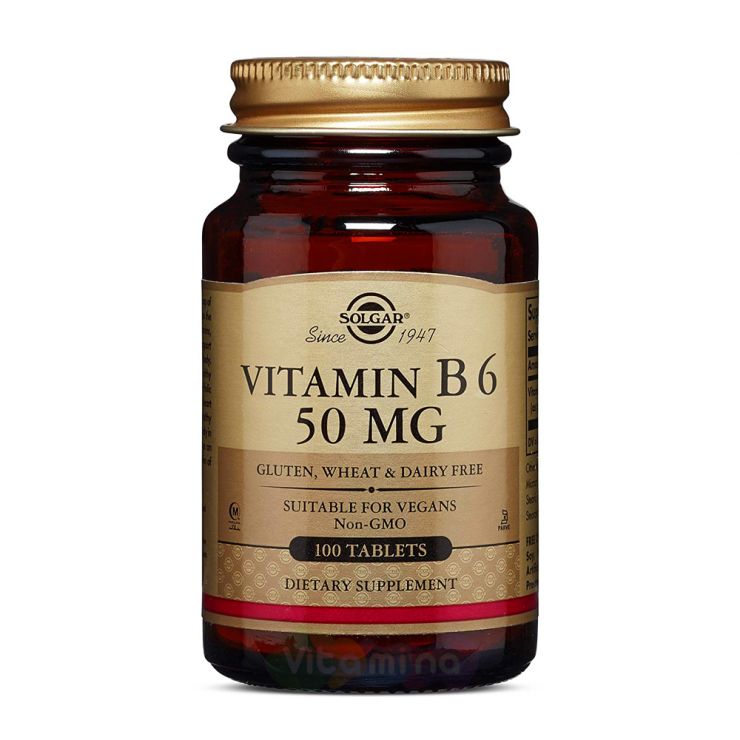 Солгар Витамин В6 50 мг, 100 табл