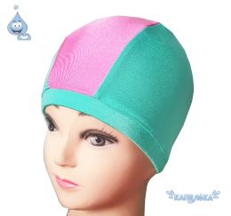 Текстильная шапочка для плавания (комбо бирюзовый - розовый)