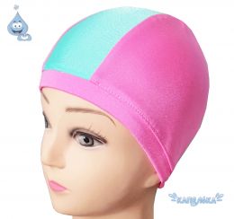 Текстильная шапочка для плавания (комбо розовый - бирюза)