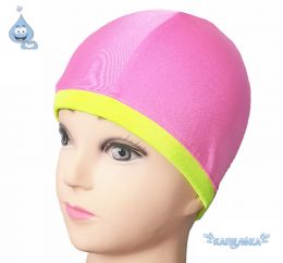 Текстильная шапочка для плавания (комбо розовый - желтый неон)