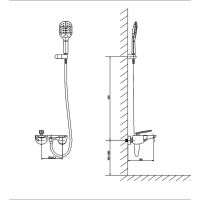 Смеситель настенный для ванны с душем Timo Helmi 4014/00-16Y схема 2