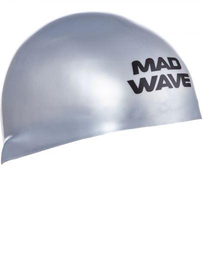 Шапочка для плавания силиконовая Mad Wave D-CAP (серебро)