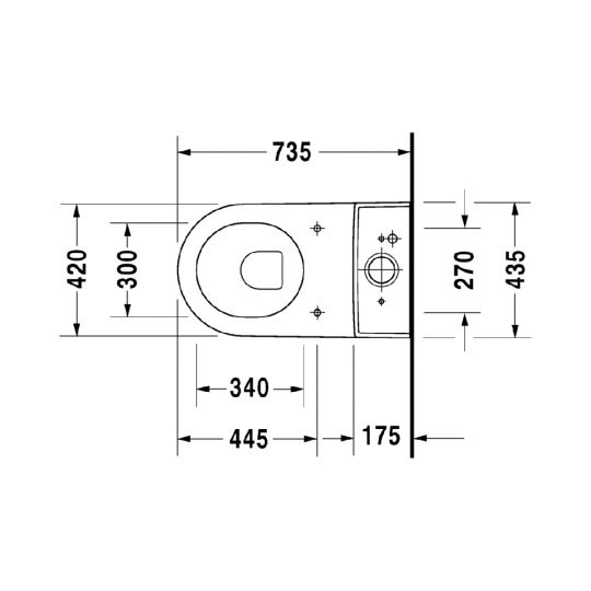 Напольный унитаз Duravit D-Neo rimless 37х58 в комплекте Big Toilet 210409 схема 2