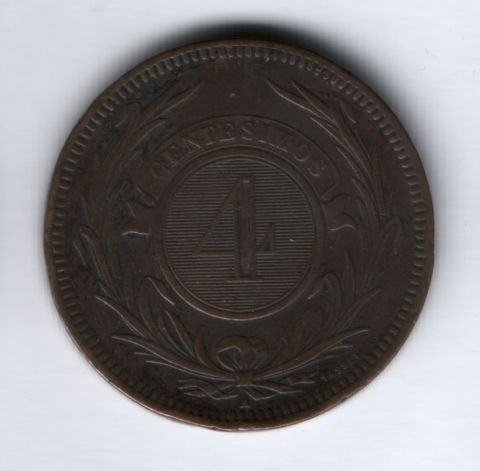 4 сентесимо 1869 года А, Уругвай