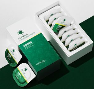 (Мятая коробка )Противоспалительная ночная пудинг маска с экстрактом центеллы азиатской и зеленым чаем «BIOAQUA».(22705)
