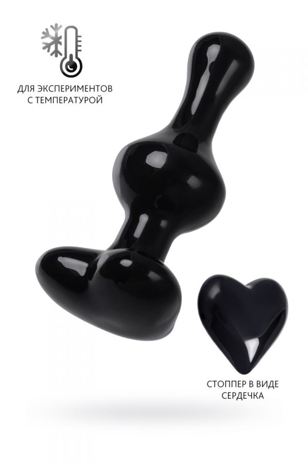 Анальная втулка SEXUS GLASS, стекло, черная, 9,8 см