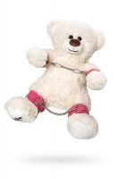 Бондажный набор BDSM, «Медведь белый», оковы, наручники, натуральная кожа, розовый
