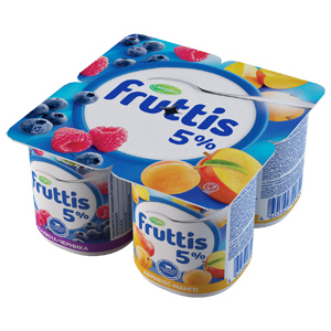 Продукт йогуртный FRUTTIS 115г 5% Сливочное лакомство малина/черника/абрикос/манго