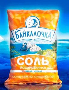 Соль Байкалочка 1кг йодированная пакет
