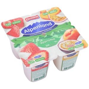 Продукт йогуртный ALPENLAND 95гр 0,3% Клубника/персик/маракуя
