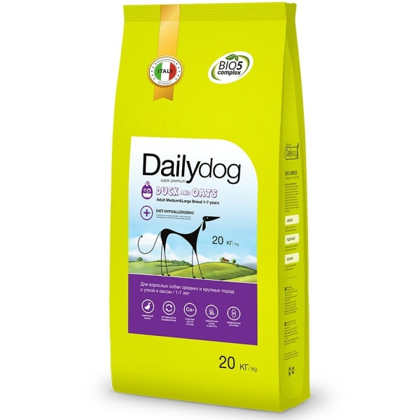 Сухой корм для собак средних и крупных пород Dailydog Medium & Large Breed Duck and Oats с уткой