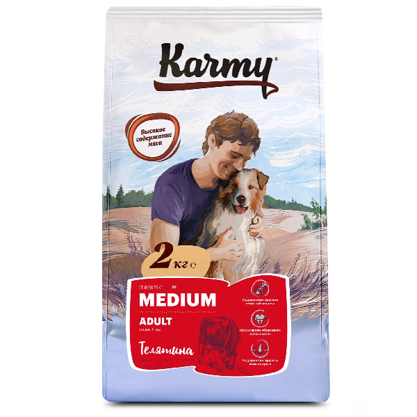 Сухой корм для собак мелких пород Karmy Medium Adult с телятиной