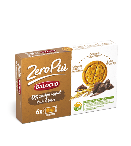 Печенье  без сахара с каплями шоколада  210 г, Zero Piu’ senza zucchero Gocce Balocco 210 g