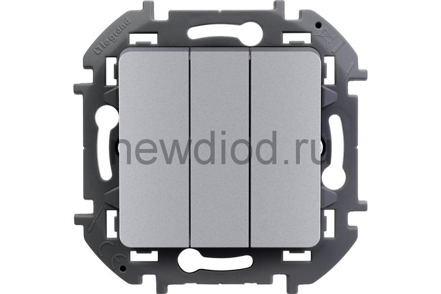 INSPIRIA Алюминий Выключатель трехклавишный 10 AX - 250 В Legrand