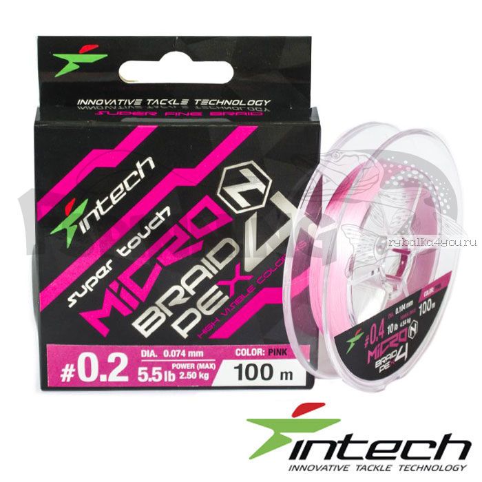 Шнуры плетеные Intech MicroN PE X4 100m pink