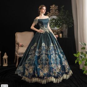 Историческое бальное платье придворной дамы Рококо синее
