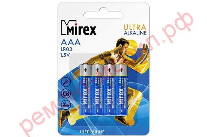 Батарейка алкалиновая Mirex LR03 / AAA 1,5V цена за 4 шт (4/48/960), блистер (23702-LR03-E4)