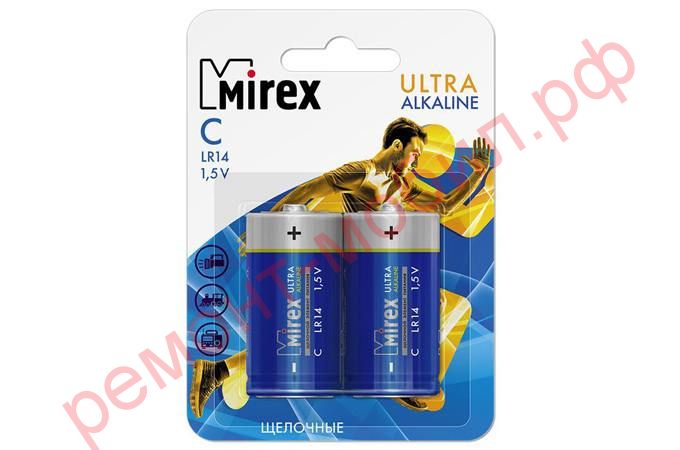 Батарейка алкалиновая Mirex LR14 / C 1,5V цена за 2 шт (2/12/96), блистер (23702-LR14-E2)
