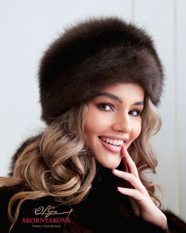 Женская кубанка из соболя с сединой 58-60 разм