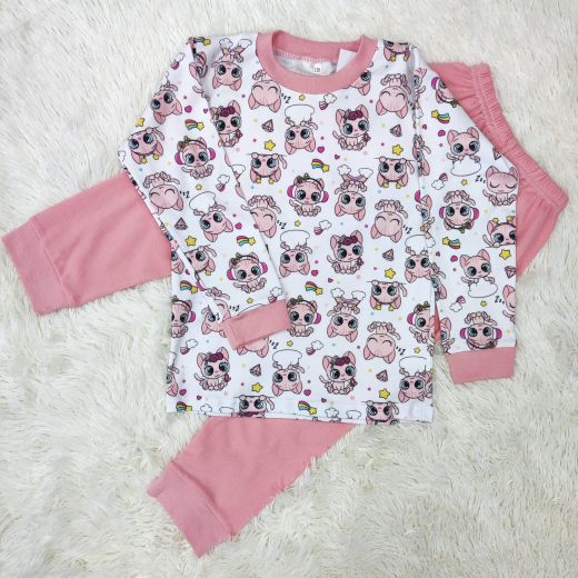 Пижама детская, котенок на радуге/розовый
