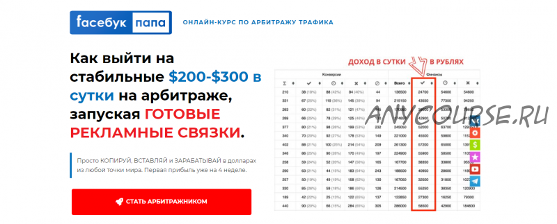 [Faceбук папа] Как выйти на стабильные $200-$300 в сутки на арбитраже (timfbking)