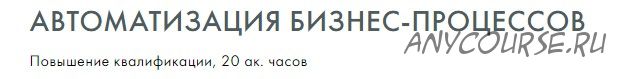 [Русская школа управления] Автоматизация бизнес-процессов