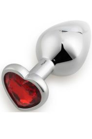 Анальная пробка металлическая Play Secrets Heart Shape с кристаллом-сердцем, 8,5*3,3 см