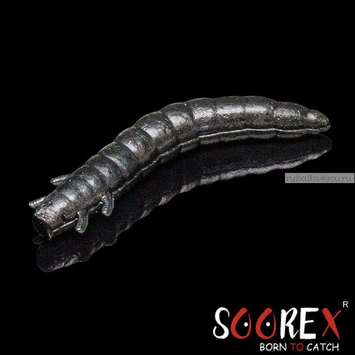 Силиконовая приманка Soorex King Worm 55мм/ 1.8 гр / 7 шт. в уп/ цвет: 102 Черный