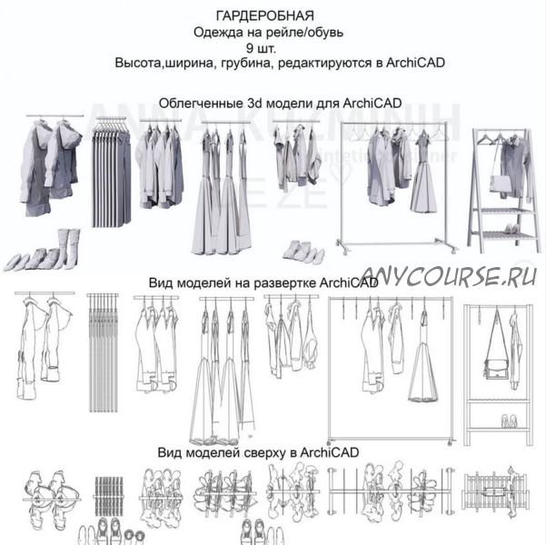 Облегченные Зd модели для ArchiCAD. Блок Гардеробная (anna.kuzminih)