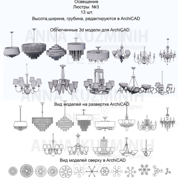 Облегченные Зd модели для ArchiCAD. Блок Освещение (anna.kuzminih)