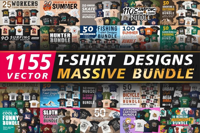 [Creativefabrica] T-shirt Designs Vector Massive Bundle (Universtock)