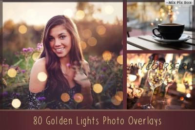 [CreativeMarket] Фотоналожения 80 Golden lights Photo Overlays. Золотые огоньки