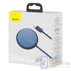 Baseus Simple Mini Magnetic Wireless Charger(suit for IP12 with Type-C cable 1.5m) Blue