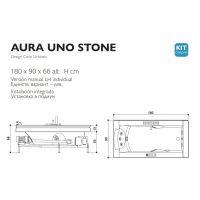 Гидромассажная встраиваемая ванна Jacuzzi Aura Uno Stone с 8 форсунками и подсветкой 180x90 схема 2