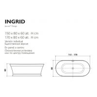 Овальная ванна Jacuzzi Ingrid отдельностоящая 150/170x80x60 схема 2