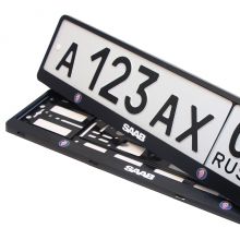 Рамки   с логотипом Saab для гос номера автомобиля Grolcan (Польша) - 2 шт  черные
