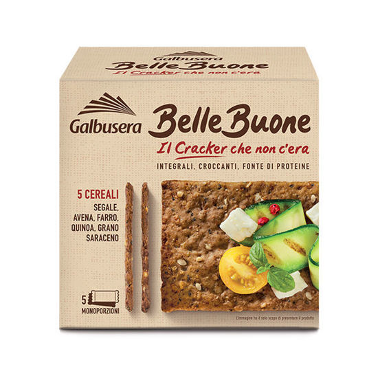Крекеры цельнозерновые 5 злаков Galbusera 200 г, BelleBuone Cracker 5 Cereali 200 g
