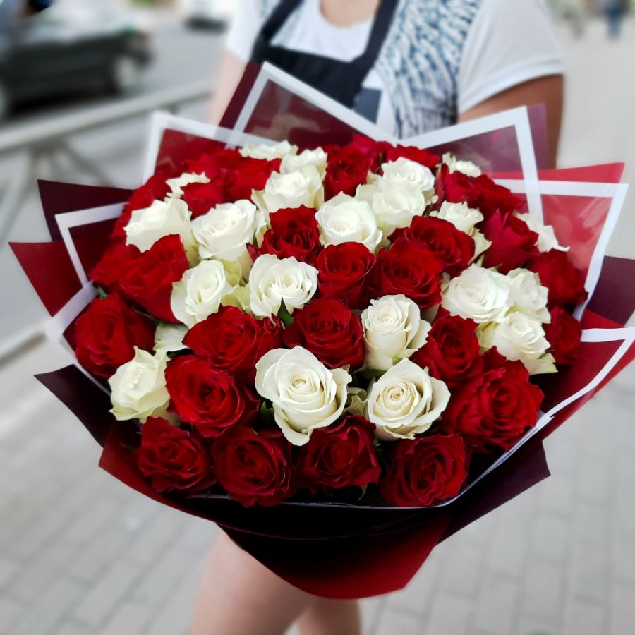 51 роза микс Россия (50см)
