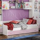 Кровать с ящиками "Вега Fashion" 2,0*0,9 м Розовый, Белый